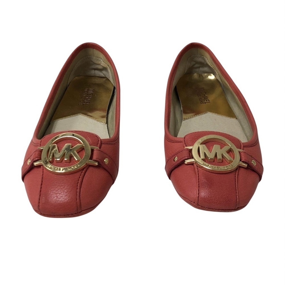 Michael Kors Red Leather MK Logo Ballet Flats - Picture 4 of 8